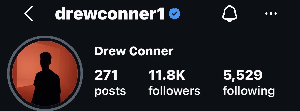 Drew Conner Instagram profile screenshot supplied by Soso