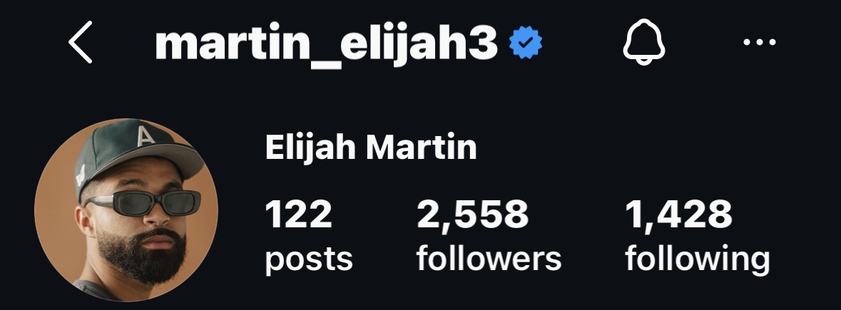 Elijah Martin Instagram profile screenshot supplied by Soso