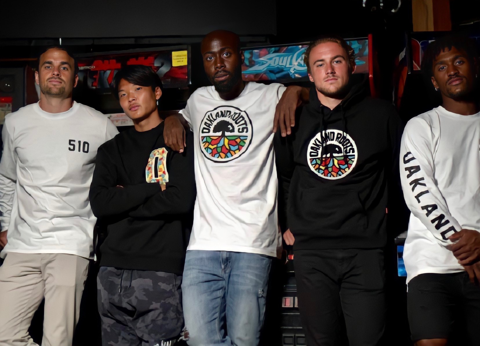 Soso Kim at an Oakland Roots SC and Oaklandish clothing brand group shoot