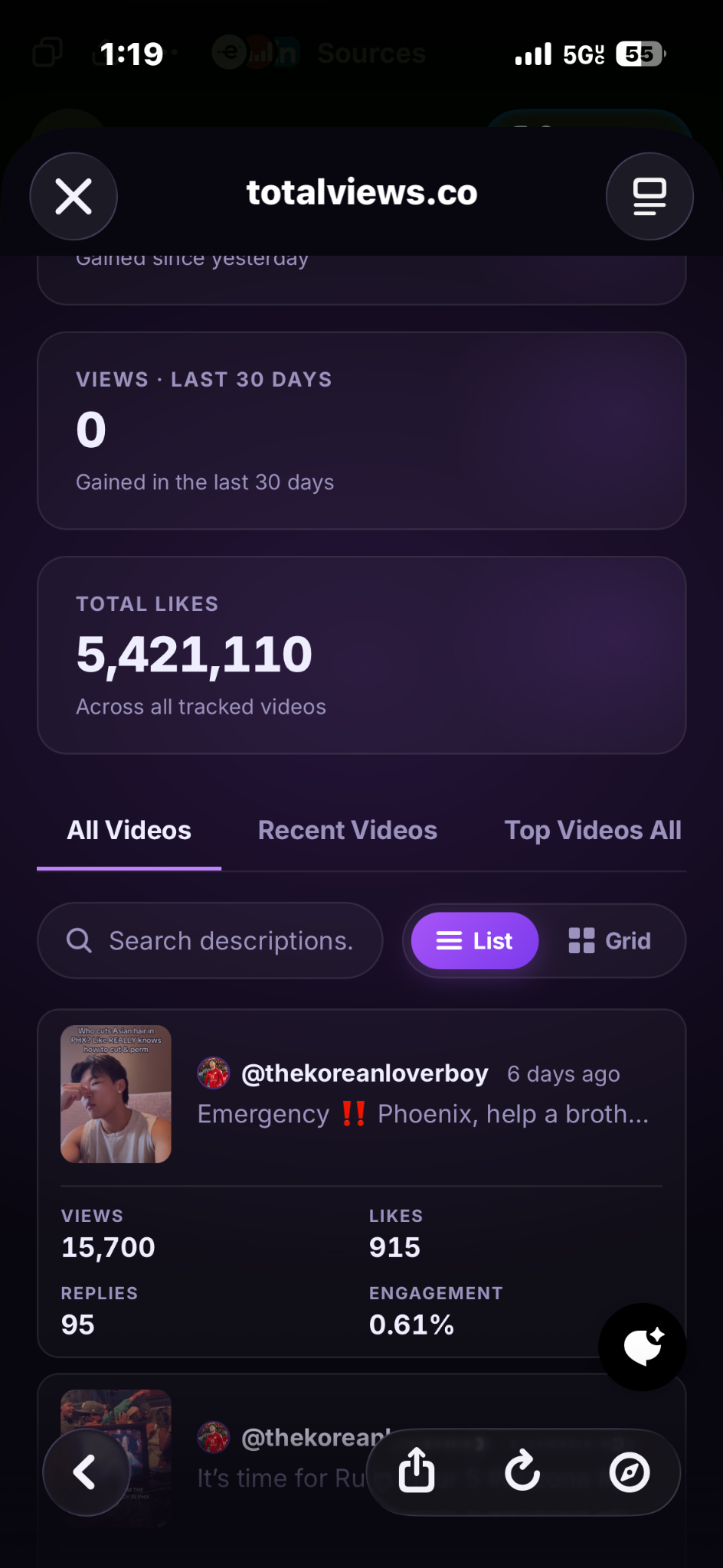 TikTok reach analytics screenshot